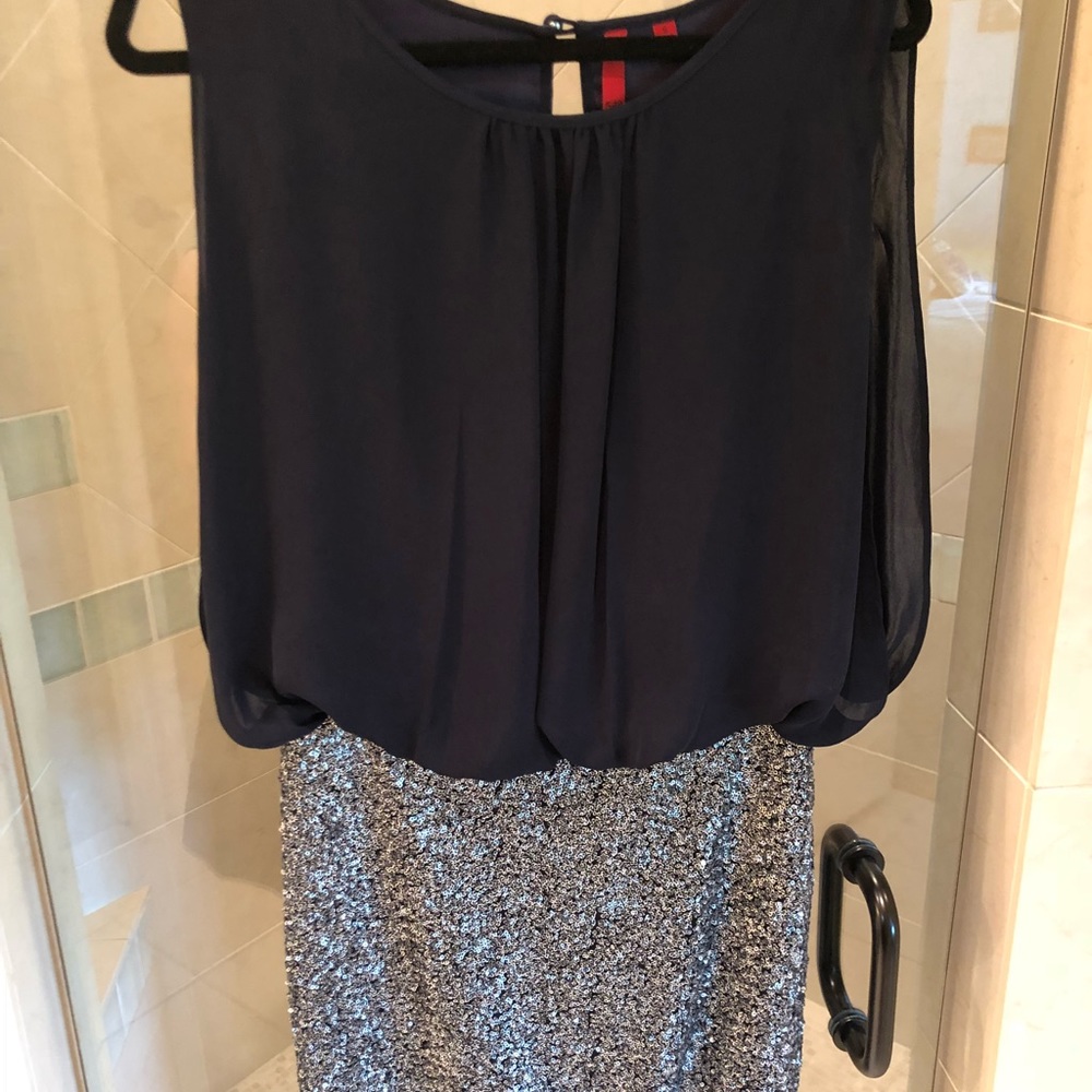 Navy top + sequin skirt dress